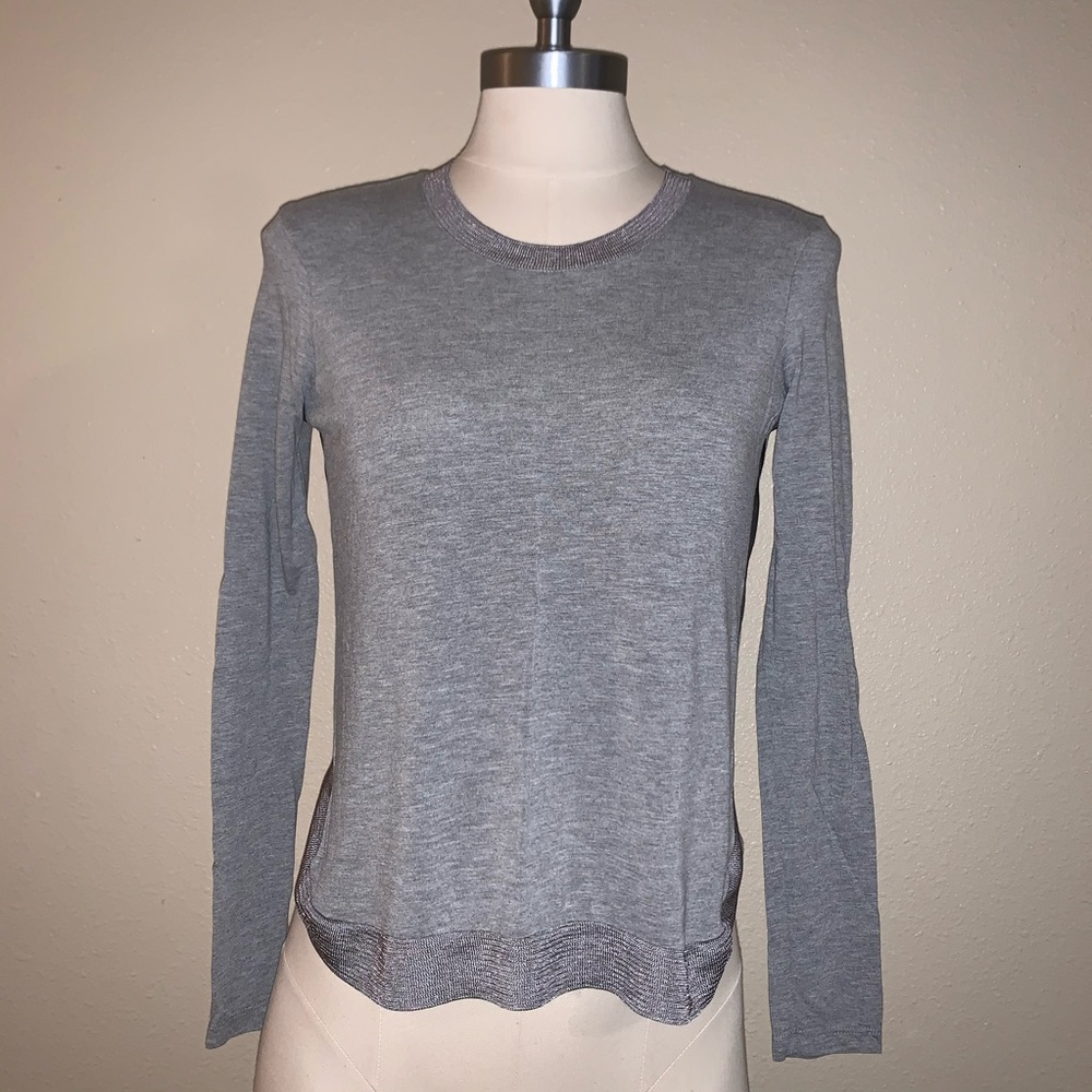 Zara W&B Long Sleeve Knit Silver Detail Top